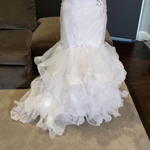 Women’s Wedding Dress with Side Design Ruffles & Corset Back Size L NWOT - Picture 7 of 11